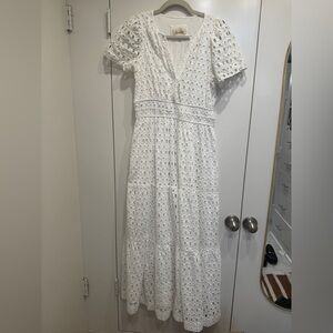 Anthropologie White Somerset Eyelet Maxi Dress